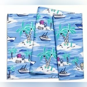 Vineyard Vines Island Scene Table Runner 14x72 Inch Blue Cotton Boats